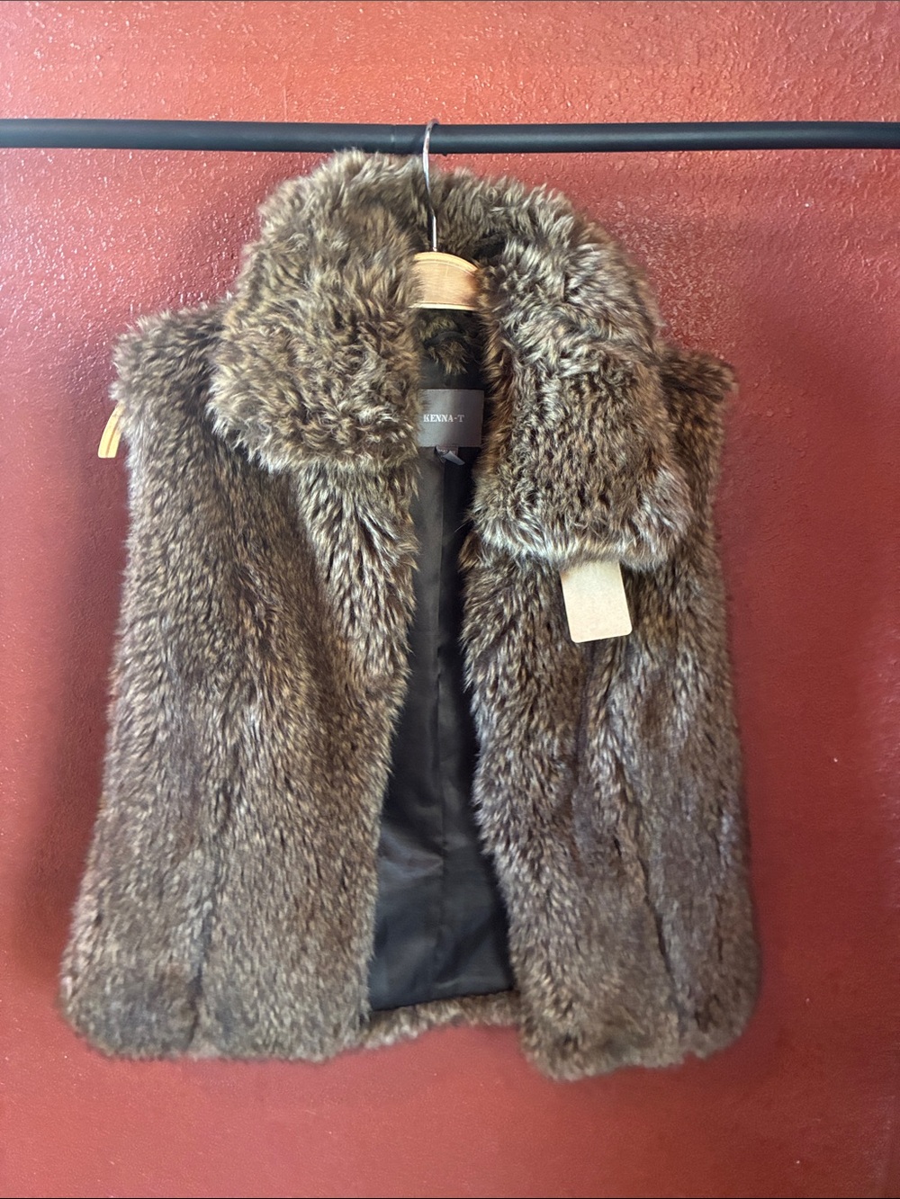 Faux Fur Vest - Brown Collared Vest